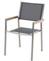 Conjunto de 6 sillas de jardín de poliéster/acero gris/plateado/madera clara GROSSETO_868115