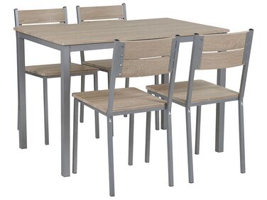 Zestaw do jadalni stół i 4 krzesła jasne drewno z białym BLUMBERG