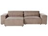 Right Hand 2 Seater Modular Fabric Corner Sofa with Ottoman Brown HELLNAR_912325