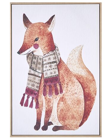 Zarámovaný obraz na plátně s motivem lišky 63 x 93 cm hnědý MUCCIA