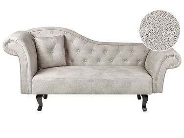 Chaise Longue aus Samt, taupe, links LATTES II