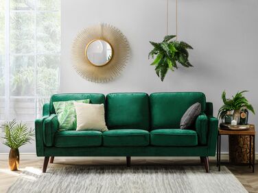 3-seters sofa fløyel smaragdgrønn LOKKA