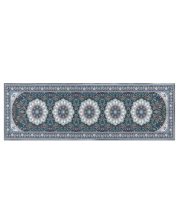 Teppich blau / schwarz 80 x 240 cm orientalisches Muster Kurzflor GEDIZ_886653