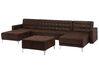 5 Seater U-Shaped Modular Faux Leather Sofa with Ottoman Brown ABERDEEN_717298