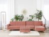 Left Hand Modular Velvet Sofa with Ottoman Pink ABERDEEN_760848
