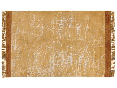 Teppich Viskose orange 140 x 200 cm abstraktes Muster Kurzflor HANLI