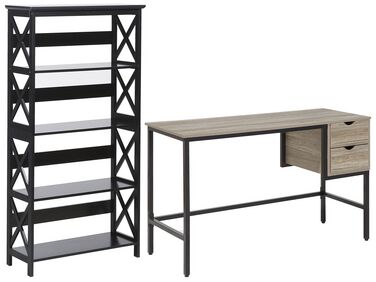 Set di mobili da ufficio legno scuro e nero FOSTER/GRANT