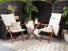 Set de terrasse table et 2 chaises en bois foncé coussins blanc cassé TOSCANA_786044