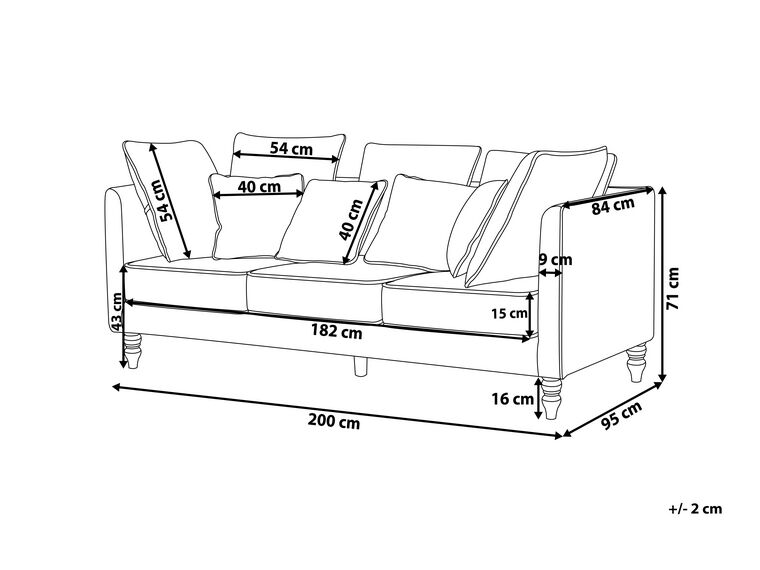 3 Seater Velvet Sofa Grey FENSTAD | Beliani.co.uk
