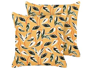 Set of 2 Outdoor Cushions Leaf Motif 45 x 45 cm Multicolour TAGGIA