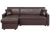 Right Hand Faux Leather Corner Sofa Bed with Storage Dark Brown OGNA_780133