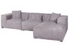 Canapé angle à gauche en velours côtelé gris 3 places DOLVA_808456