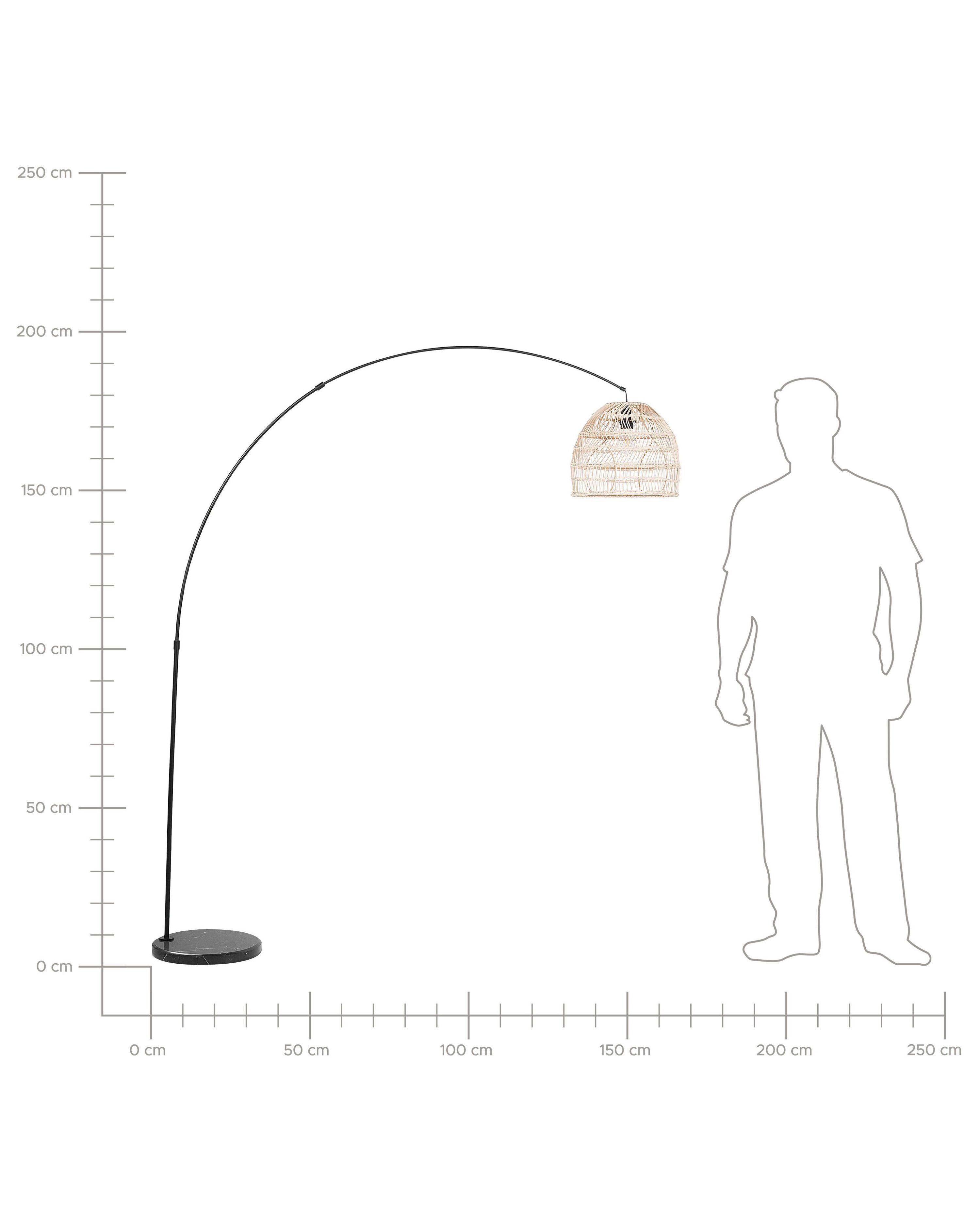 Stehlampe Rattan Nat rlich 195 Cm Rund Marmorfuss GUAVIARE Beliani ch
