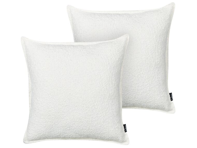 Set of 2 Teddy Decorative Cushions Off White SENECIA_888511