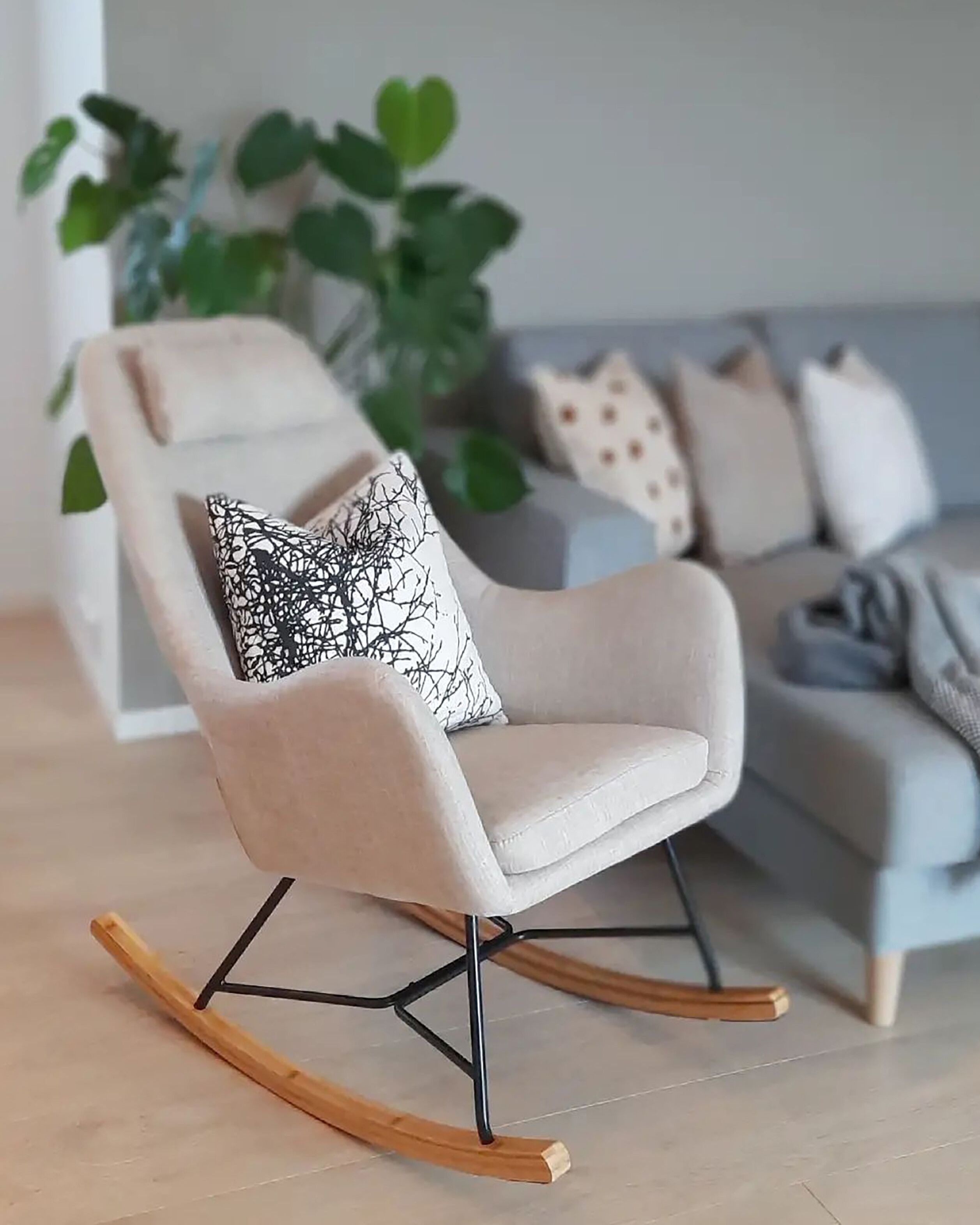 Fabric Rocking Chair Light Beige ARRIE | Beliani.co.uk