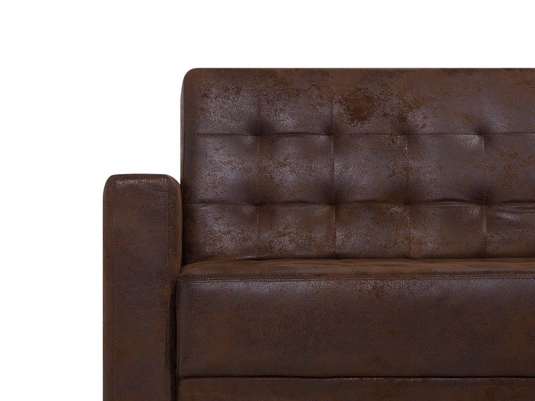 Left Hand Faux Leather Corner Sofa Brown ABERDEEN Beliani.co.uk