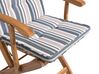 Zestaw 2 krzeseł ogrodowych drewniany z niebiesko-beżowymi poduszkami MAUI_722043