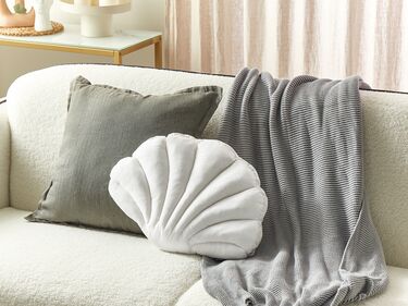 Velvet Seashell Cushion 47 x 35 cm White CONSOLIDA