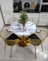 Round Dining Table ⌀ 90 cm Marble Effect White with Gold BOCA_903027