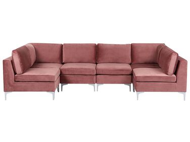 6 personers u-sofa lyserød velour EVJA