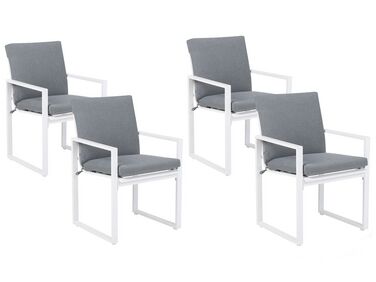 Conjunto de 4 cadeiras de jardim em alumínio cinzento e branco PANCOLE