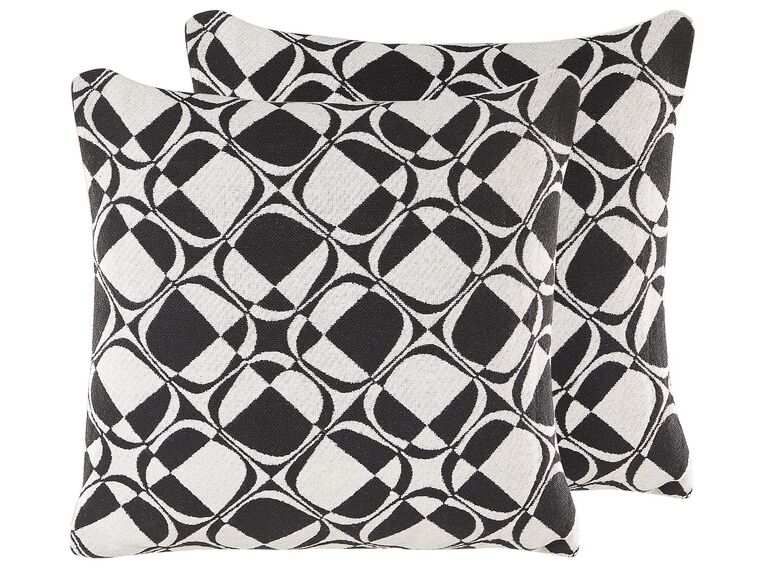 Sierkussen set van 2 geometrisch patroon zwart/wit 45 x 45 cm KOTURE_802246