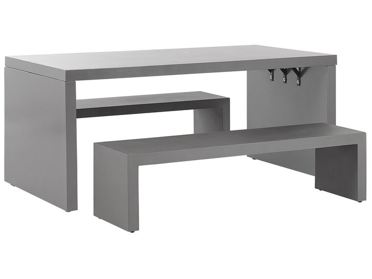Zestaw ogrodowy betonowy stół 2 ławki kształt litery U szary TARANTO_804298