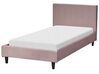 Łóżko welurowe 90 x 200 cm różowe FITOU_900374