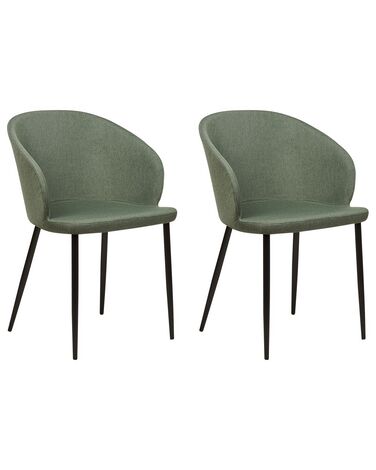Lot de 2 chaises de salle à manger en tissu vert foncé MASON