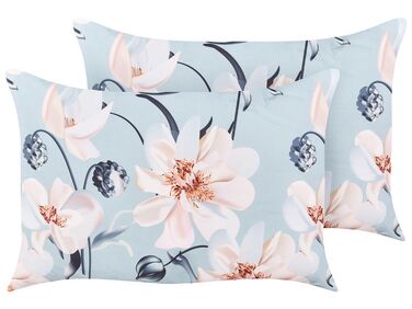 Set of 2 Outdoor Cushions Floral Pattern 40 x 60 cm Blue APRICALE