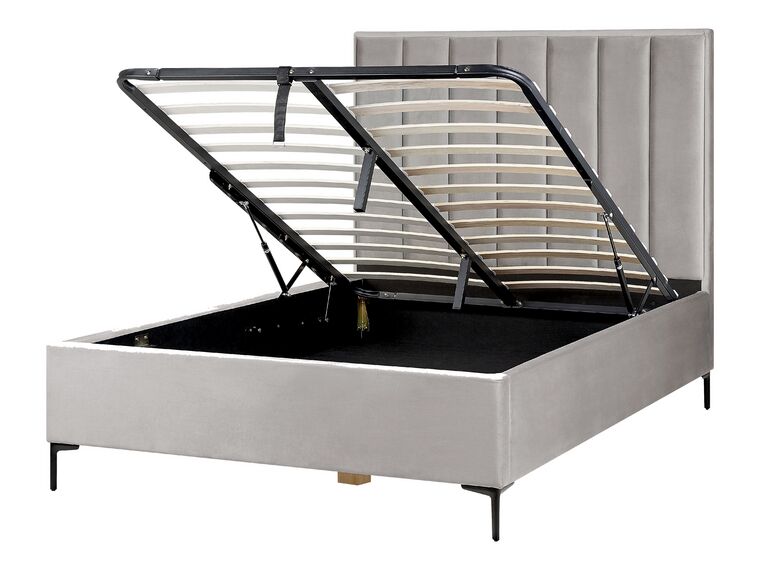 mate Tegenwerken niet voldoende Bed met opbergruimte fluweel grijs 140 x 200 cm SEZANNE | Beliani.ch