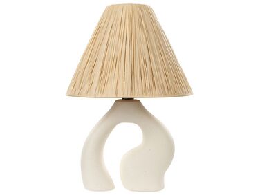 Lampada da tavolo ceramica bianca e naturale 42 cm BARBAS