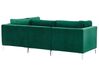 Canapé modulable 3 places en velours vert avec pouf ottoman EVJA_789432
