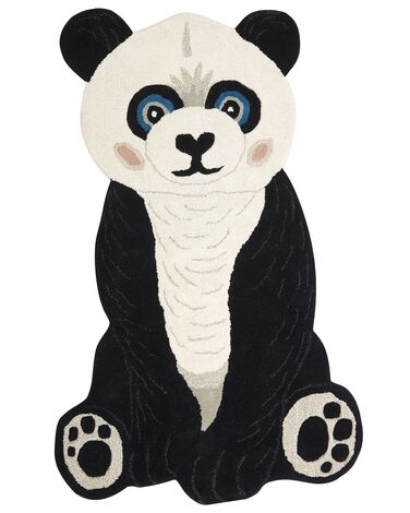 Kinderteppich Wolle schwarz / weiß 100 x 160 cm Pandamotiv JINGJING