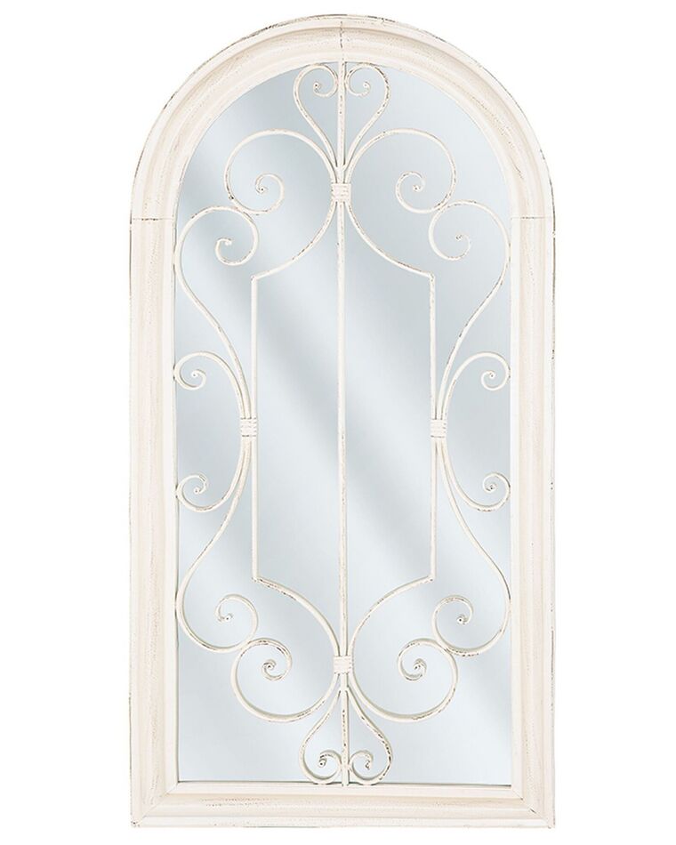 Espejo de pared de metal blanco crema 49 x 97 cm CAMPEL_747990