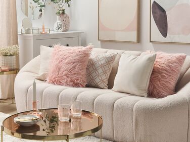 Set of 2 Faux Fur Cushions 45 x 45 cm Pink DAISY