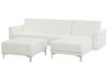 Left Hand Faux Leather Corner Sofa with Ottoman White ABERDEEN_739642