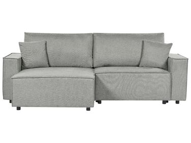 Canapé d'angle à droite en tissu gris avec rangement KARILA