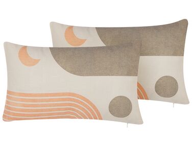 Set of 2 Cushions Abstract Pattern 30 x 50 cm Multicolour MELAMPODIUM
