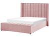 Bed met opbergbank fluweel roze 140 x 200 cm NOYERS_834493