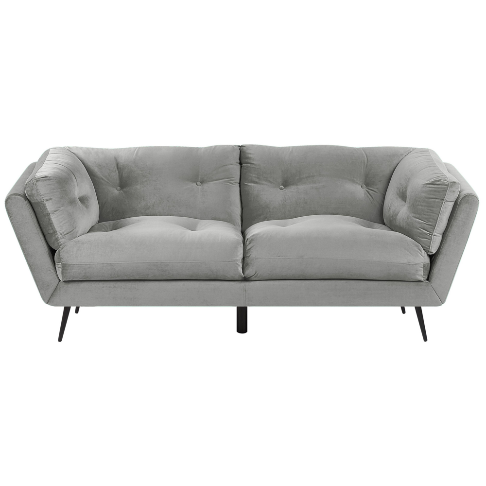 Sofa 3-osobowa welurowa szara LENVIK