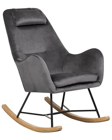Cadeira de baloiço em veludo cinzento escuro ARRIE
