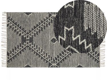 Tapis en coton 80 x 150 cm noir et blanc ARBAA