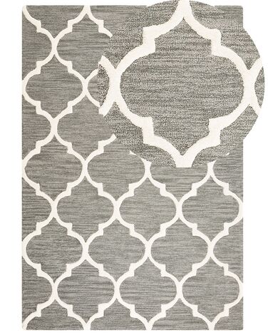 Teppich Wolle grau 140 x 200 cm marokkanisches Muster Kurzflor YALOVA