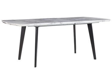 Ruokapöytä jatkettava marmorikuvio valkoinen/musta 160/200 x 90 cm MOSBY