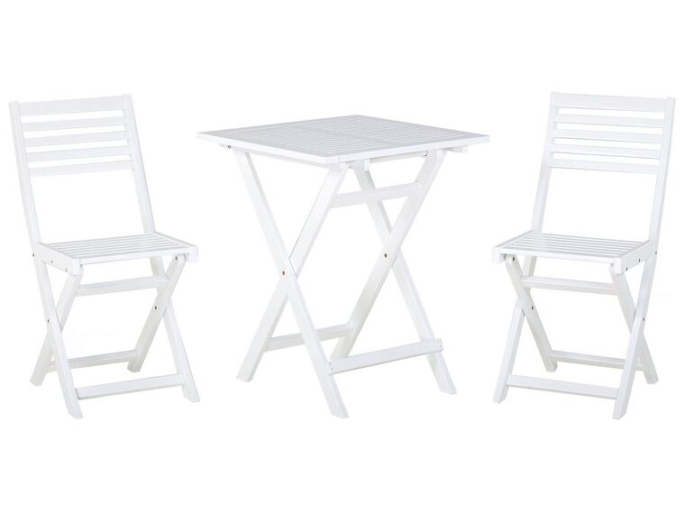 Bílá zahradní bistro sada skládacího stolu a židlí FIJI_452631
