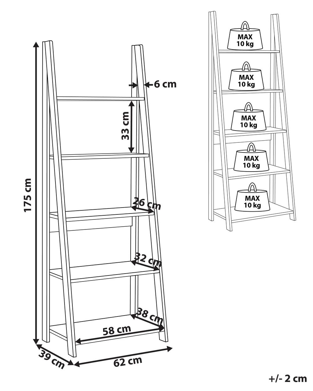 ingenieur lichtgewicht Sluimeren Ladder boekenplank donkerbruin WILTON - ✓ Gratis Levering