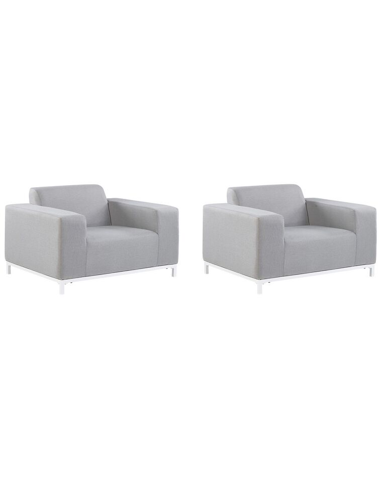 Lot de 2 fauteuils de jardin en tissu gris clair et blanc ROVIGO_863094