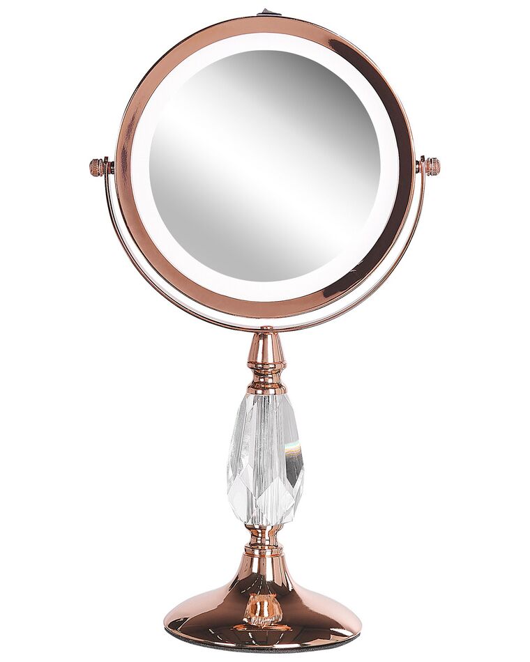 Lighted Makeup Mirror ø 18 cm Rose Gold MAURY_813605