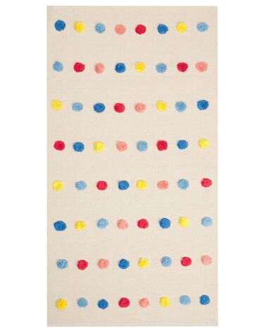 Alfombra de algodón beige/azul/amarillo/rosa 80 x 150 cm LELES